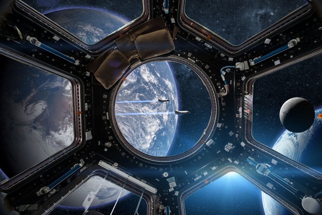 Port Hole Space Station Wallpaper Wall Mural